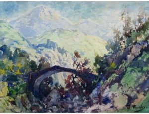 F41 Paysage montagneux au vieux pont de pierre